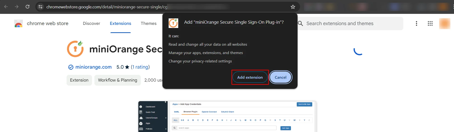 24 Seven Office Single Sign-On (sso) extension added in chrome