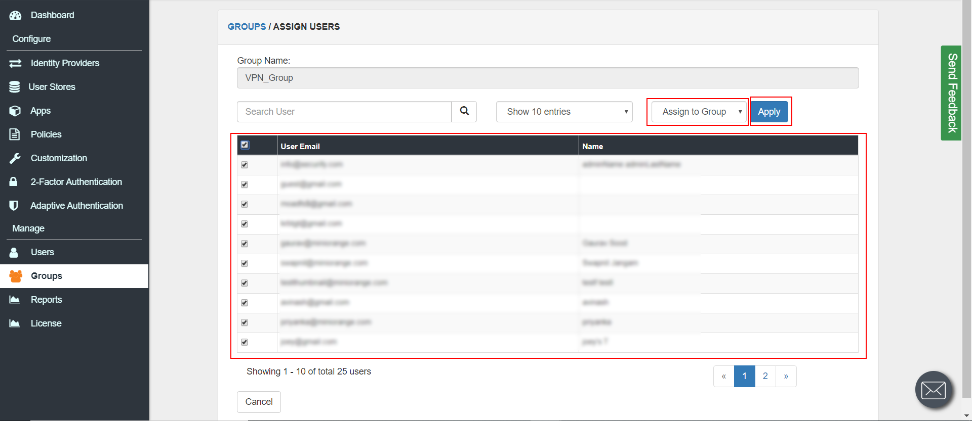 MFA/Two Factor Authentication(2FA) for Fortinet Fortigate Assignment to Group