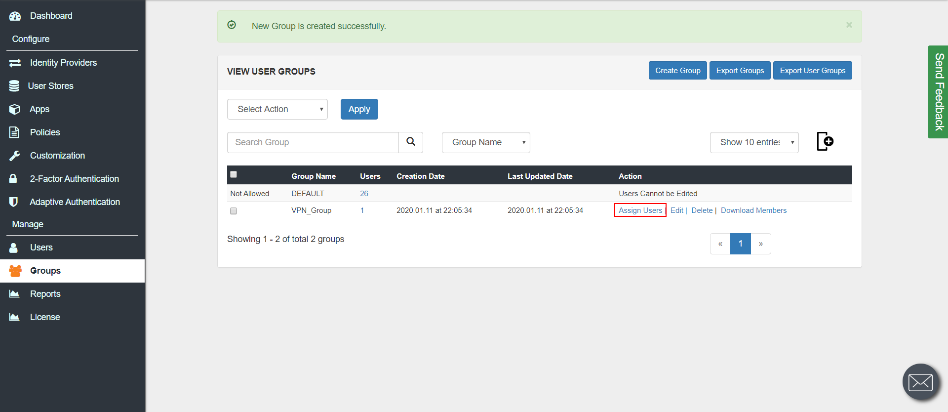 MFA/Two Factor Authentication(2FA) for Fortinet Fortigate User Assign