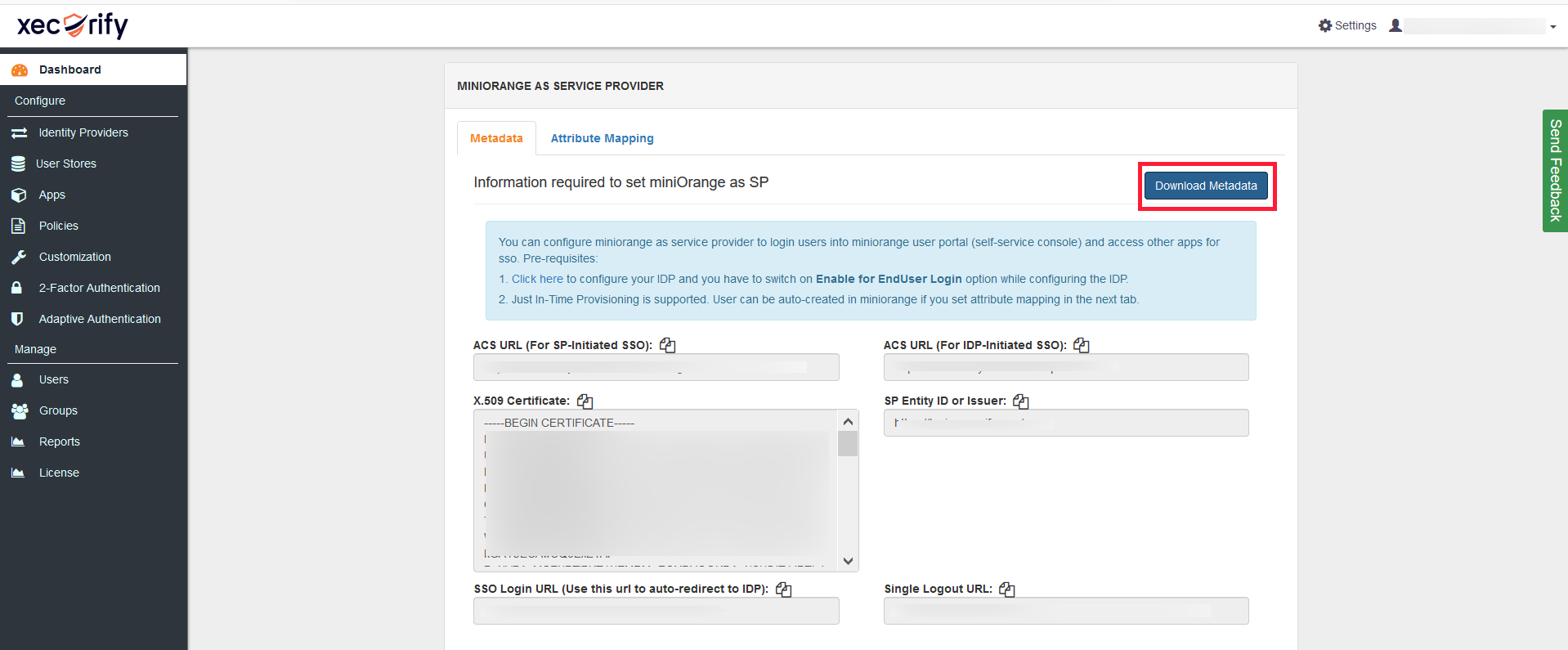  adfs single sign on download metadata