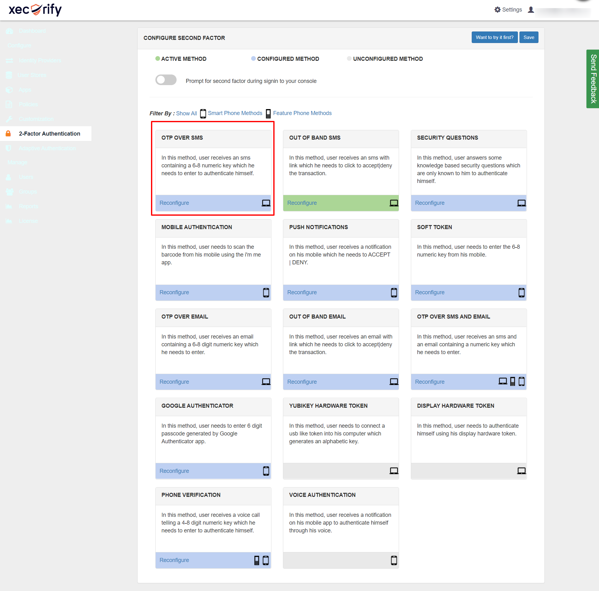 Two factor-authentication for Lifesize Cloud  | otp_over_sms