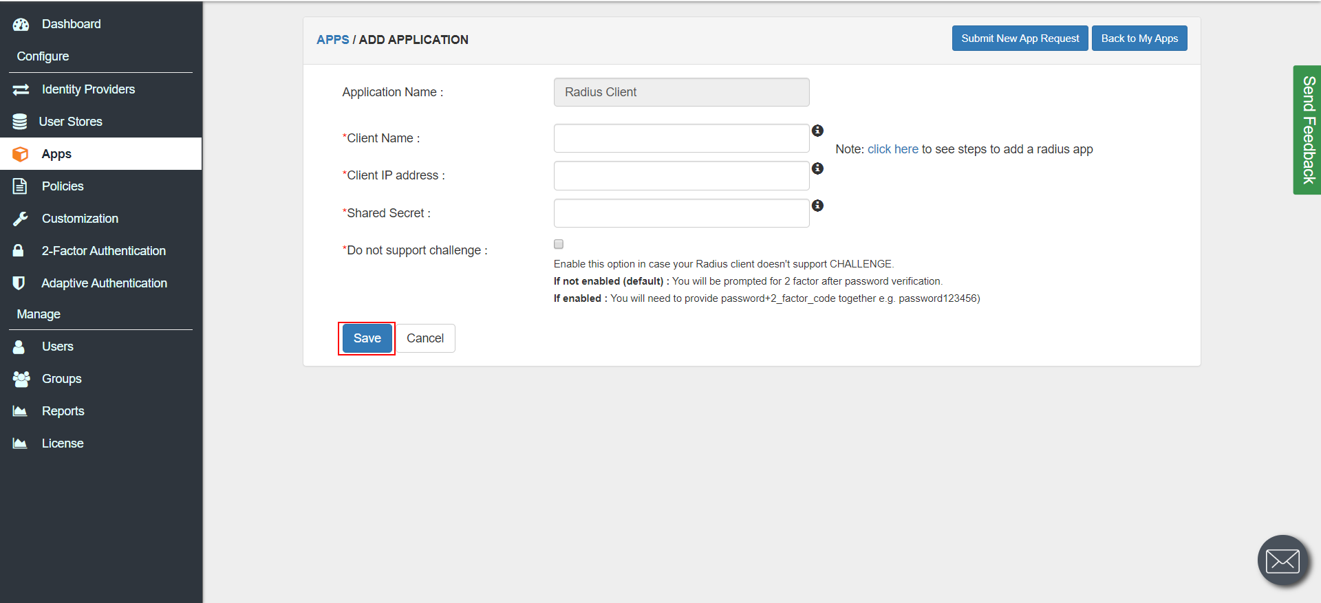 Two Factor Authentication(2FA) for Apache Web ServerClient Details & Save option