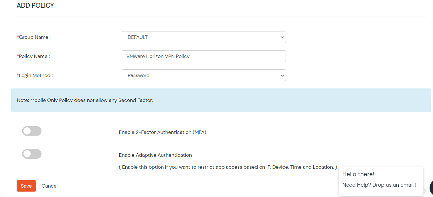 2FA two factor authentication for VMWare Horizon Air  App Configure