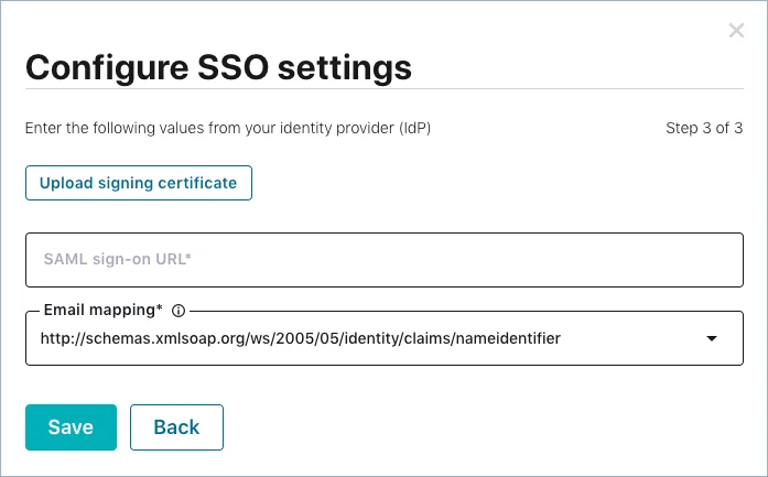 confluent cloud sso configuration settings