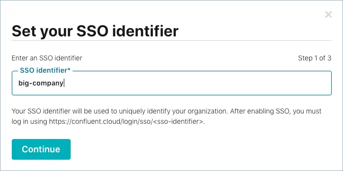 confluent cloud sso identifier with value