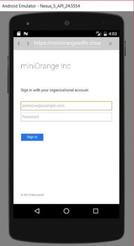 Enter ADFS credentials, after redirecting to ADFS