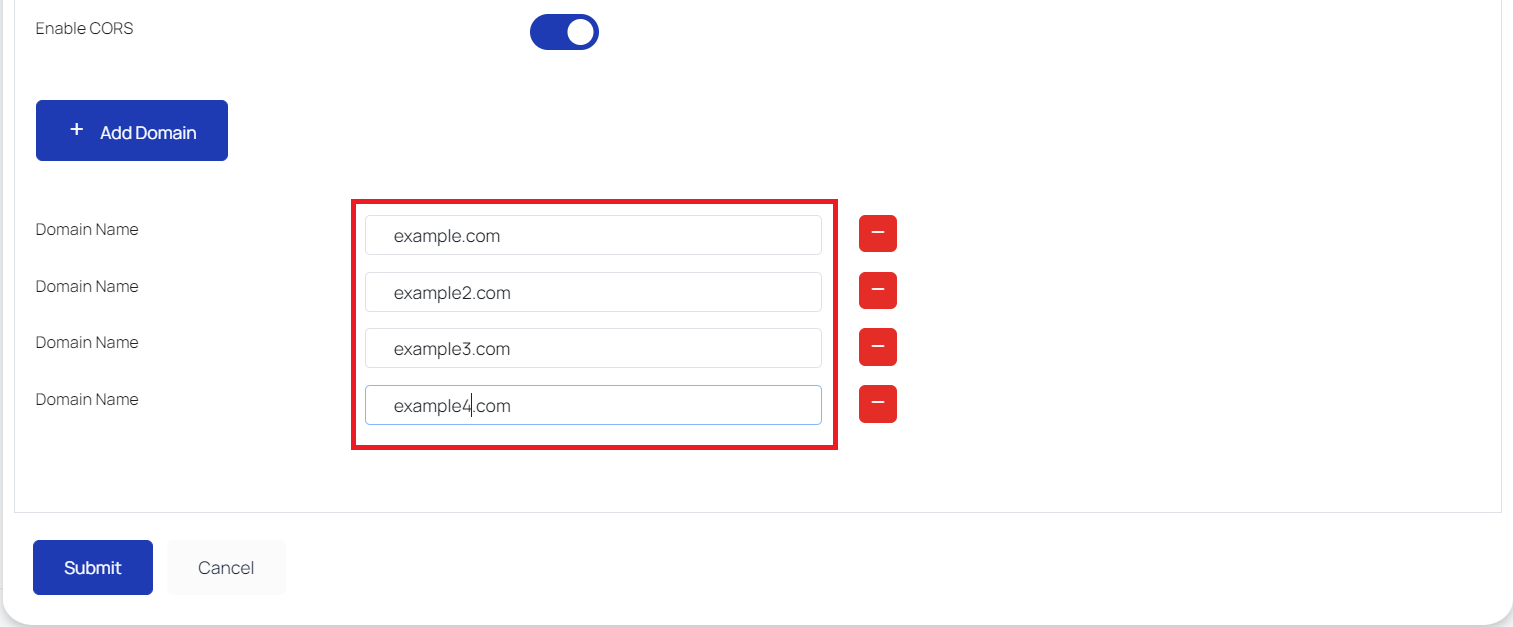 Add multiple CORS Domain