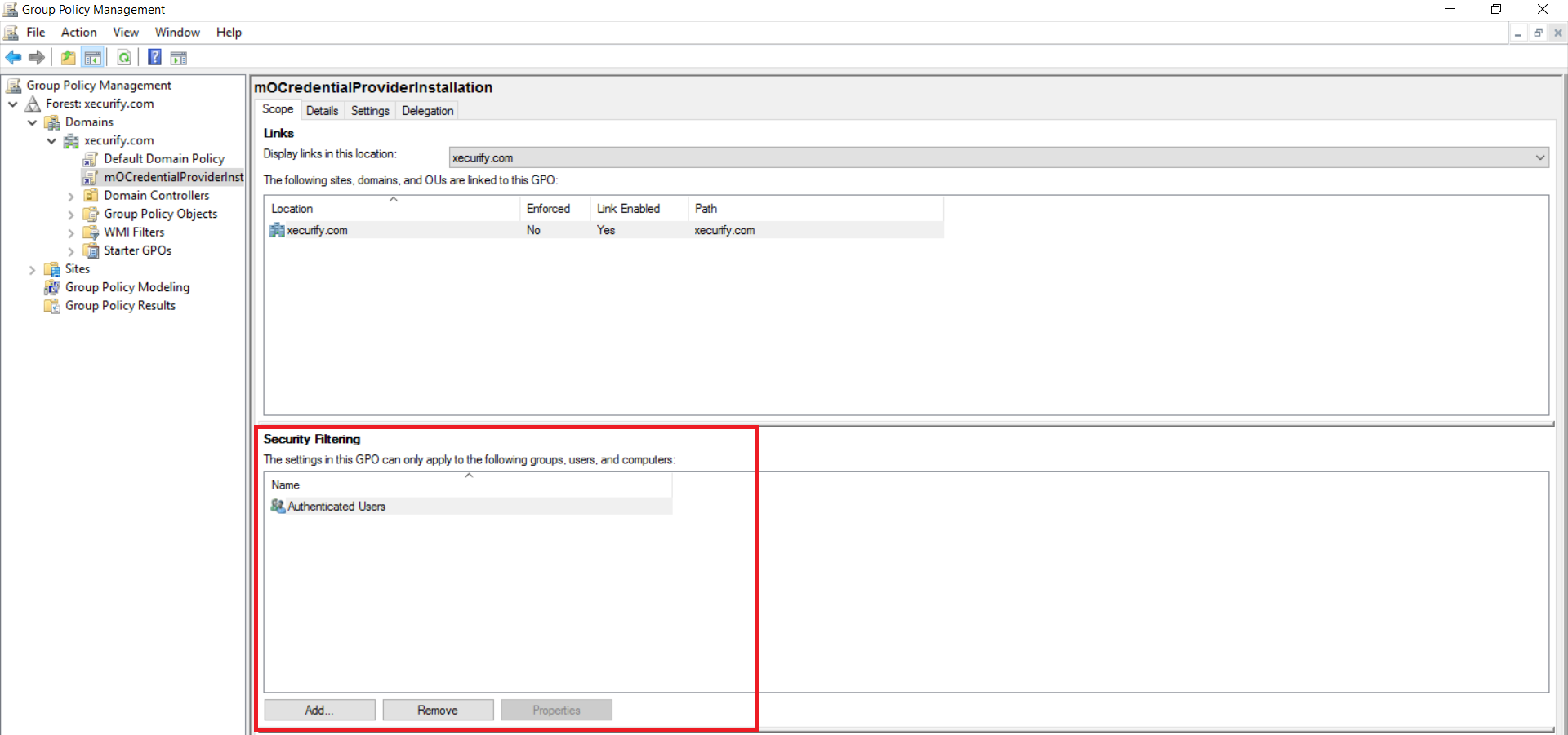 windows credential provider group policy