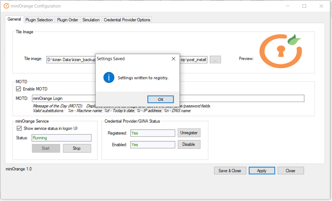 windows credential provider apply customization