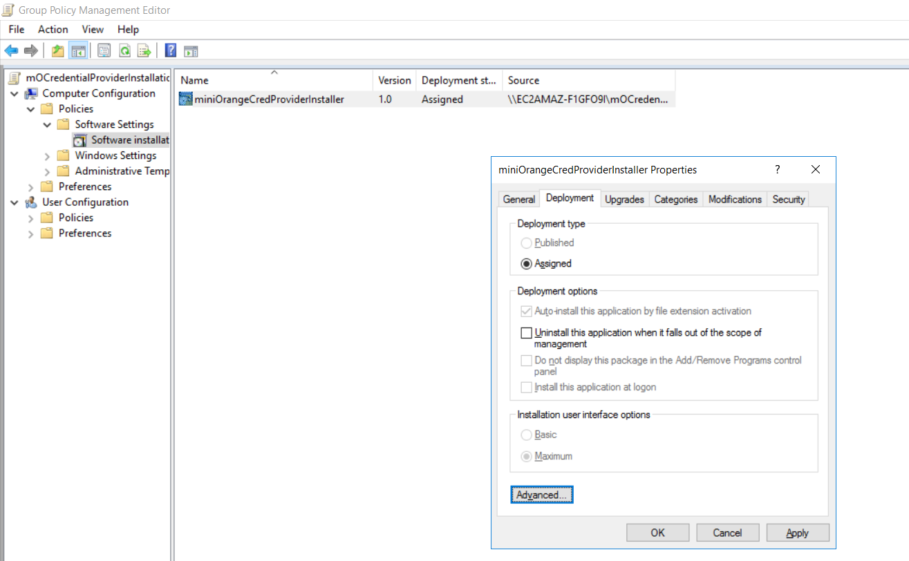 windows credential provider group policy apply properties