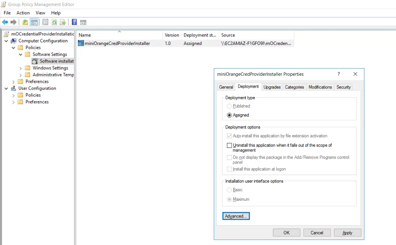 Two Factor Authentication(2FA/MFA) for Windows Logon RDP-Windows Credential Provider GPO apply mo-package properties