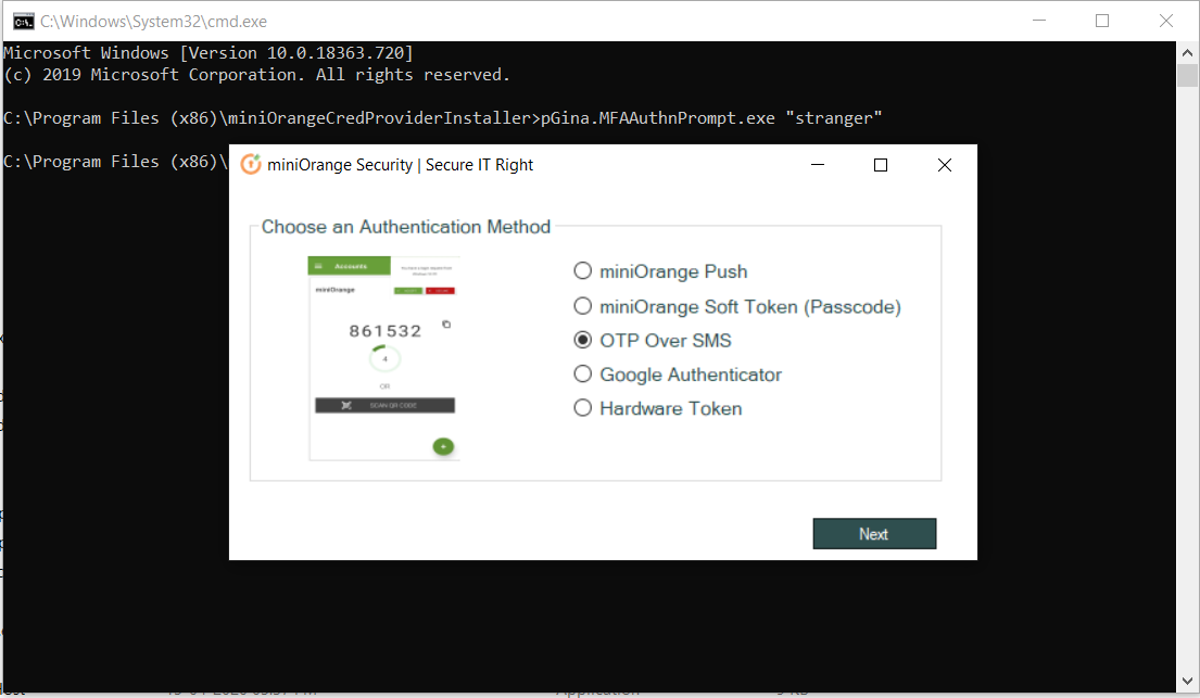windows credential provider choose 2fa method