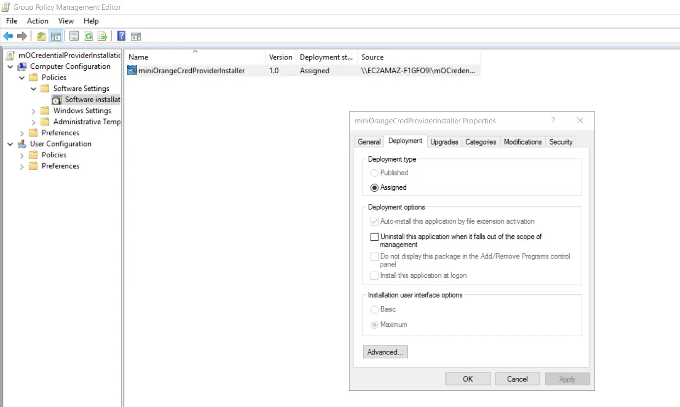 Two Factor Authentication(2FA/MFA) for Windows Logon RDP-Windows Credential Provider GPO mo-package deployment