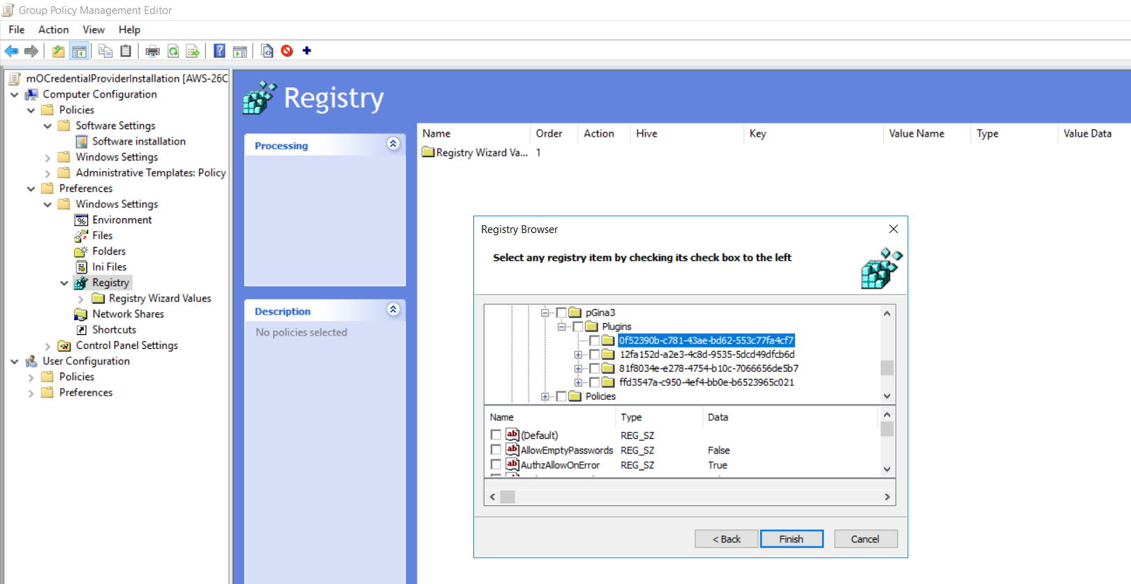 windows credential provider group policy