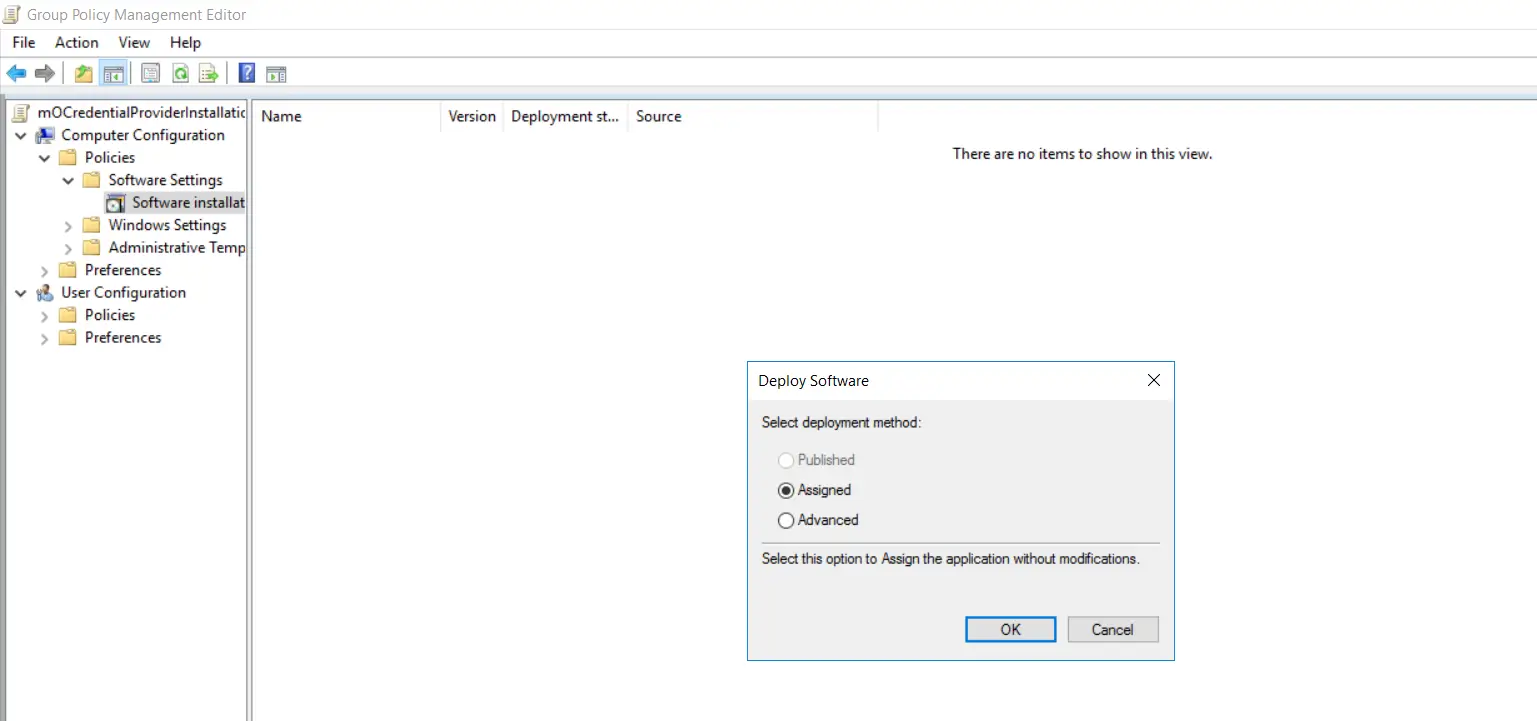 Two Factor Authentication(2FA/MFA) for Windows Logon RDP-Windows Credential Provider GPO mo-package assigned