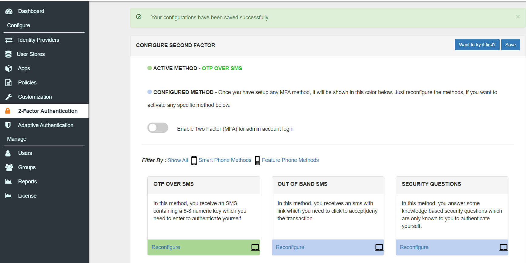 Two factor-authentication for Credential Provider for Windows | otp_over_sms_active