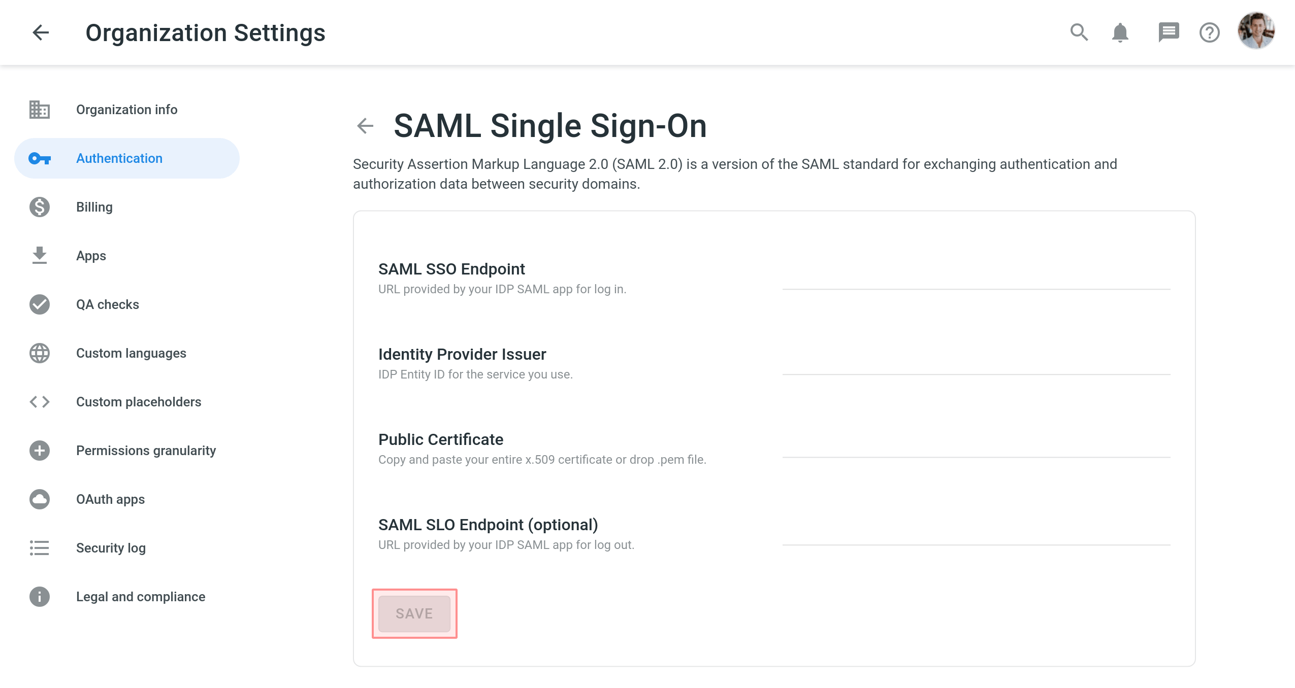 Crowdin saml_idp_credentials