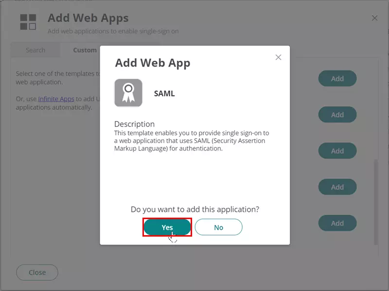 SAML Single Sign-On (SSO) using CyberArk (IdP),add application