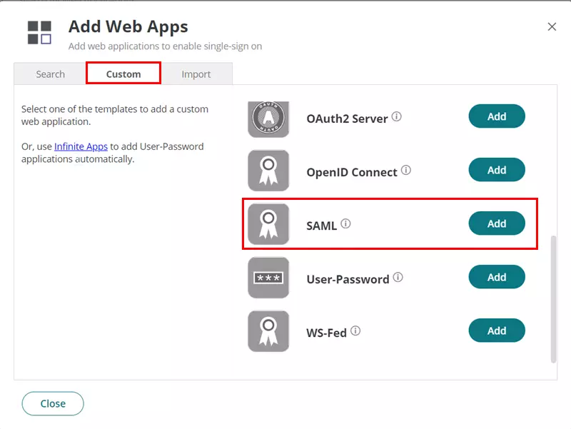 SAML Single Sign-On (SSO) using CyberArk (IdP),add saml