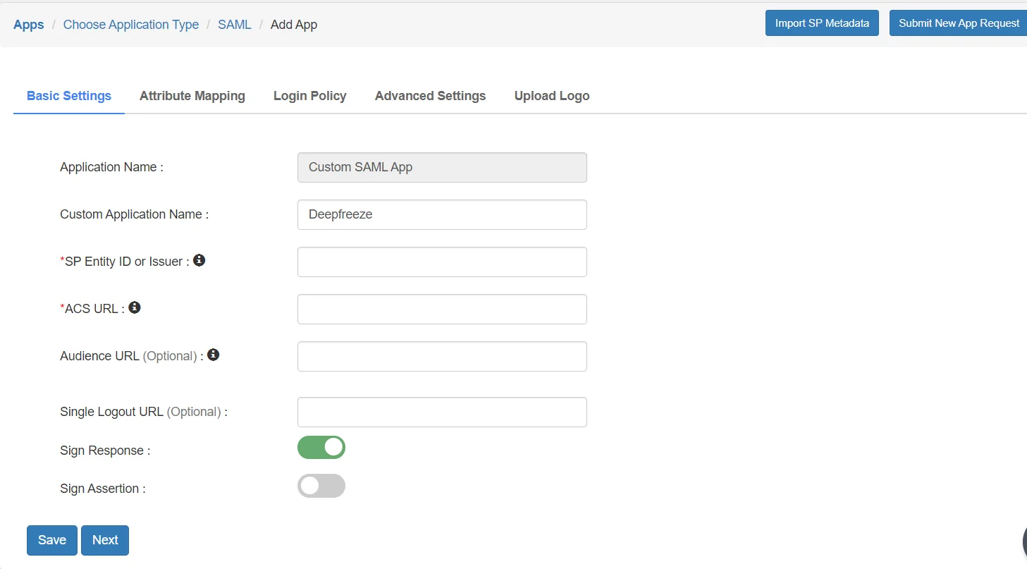 deepfreeze Single Sign-On (sso) Add IDP