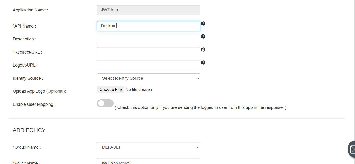 Deskpro SSO: JWT app details