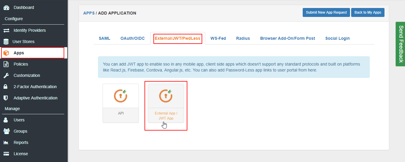 deskpro jwt sso select external or jwt app