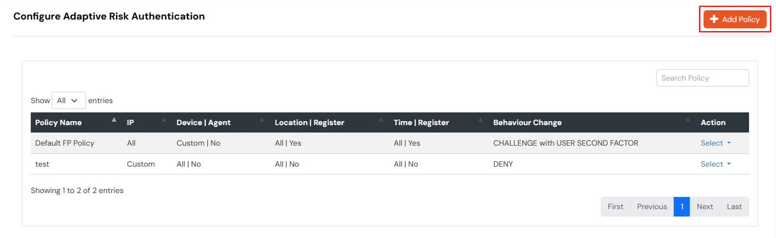 Adaptive Authentication: Add policy