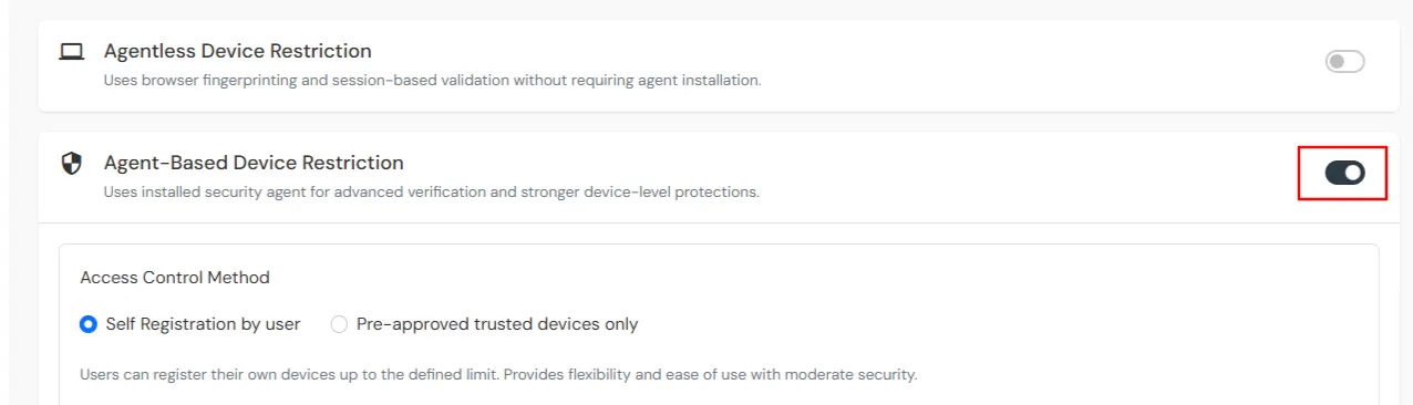 Adaptive Authentication: configuration Section