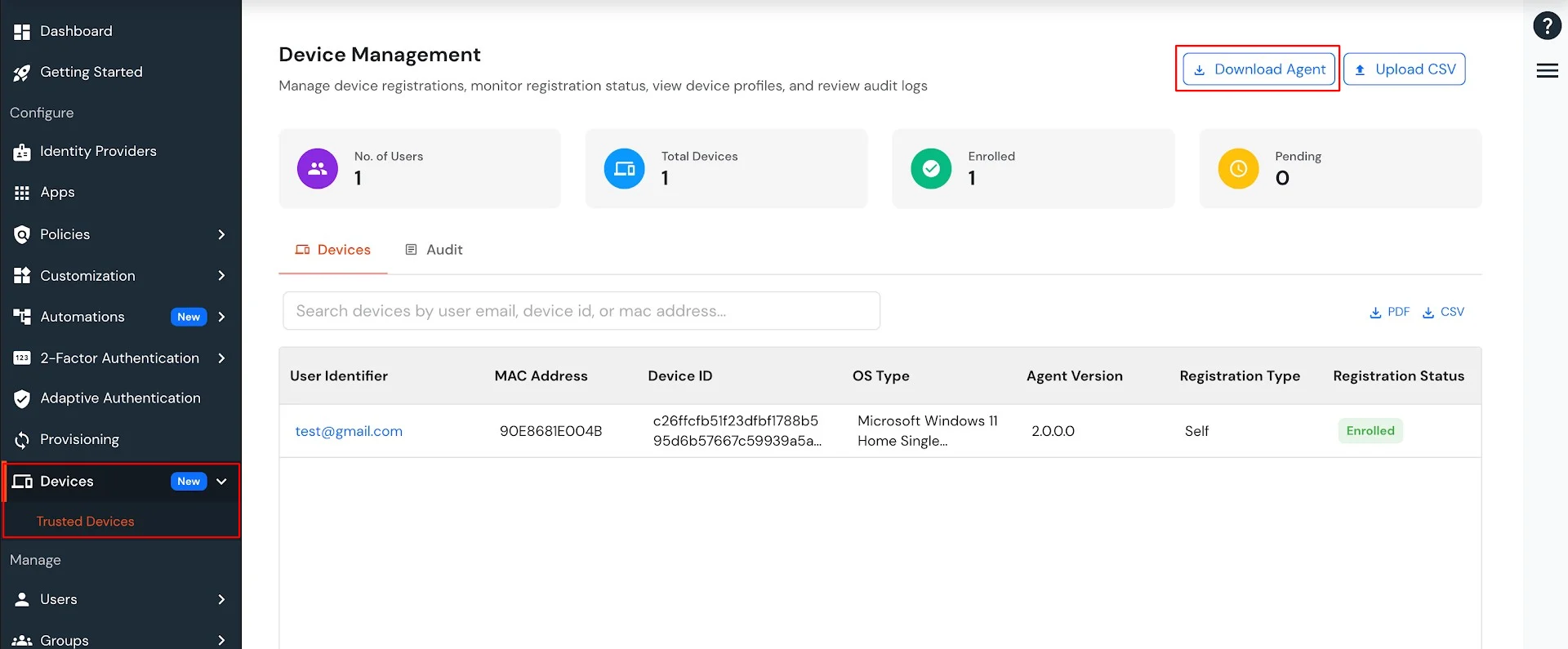 Adaptive Authentication: Download Agent