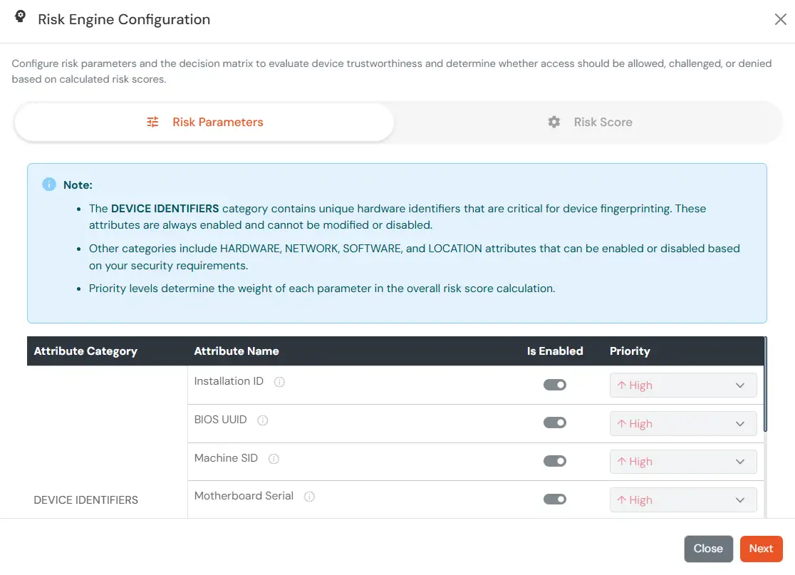 Adaptive Authentication: risk parameter
