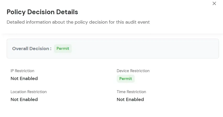 Adaptive Authentication: View Overall Policy