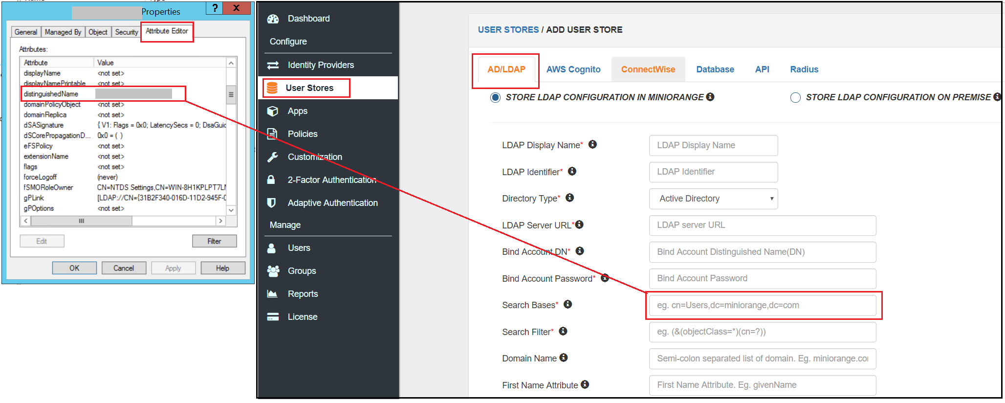 Active Directory (AD/LDAP) Integration search base