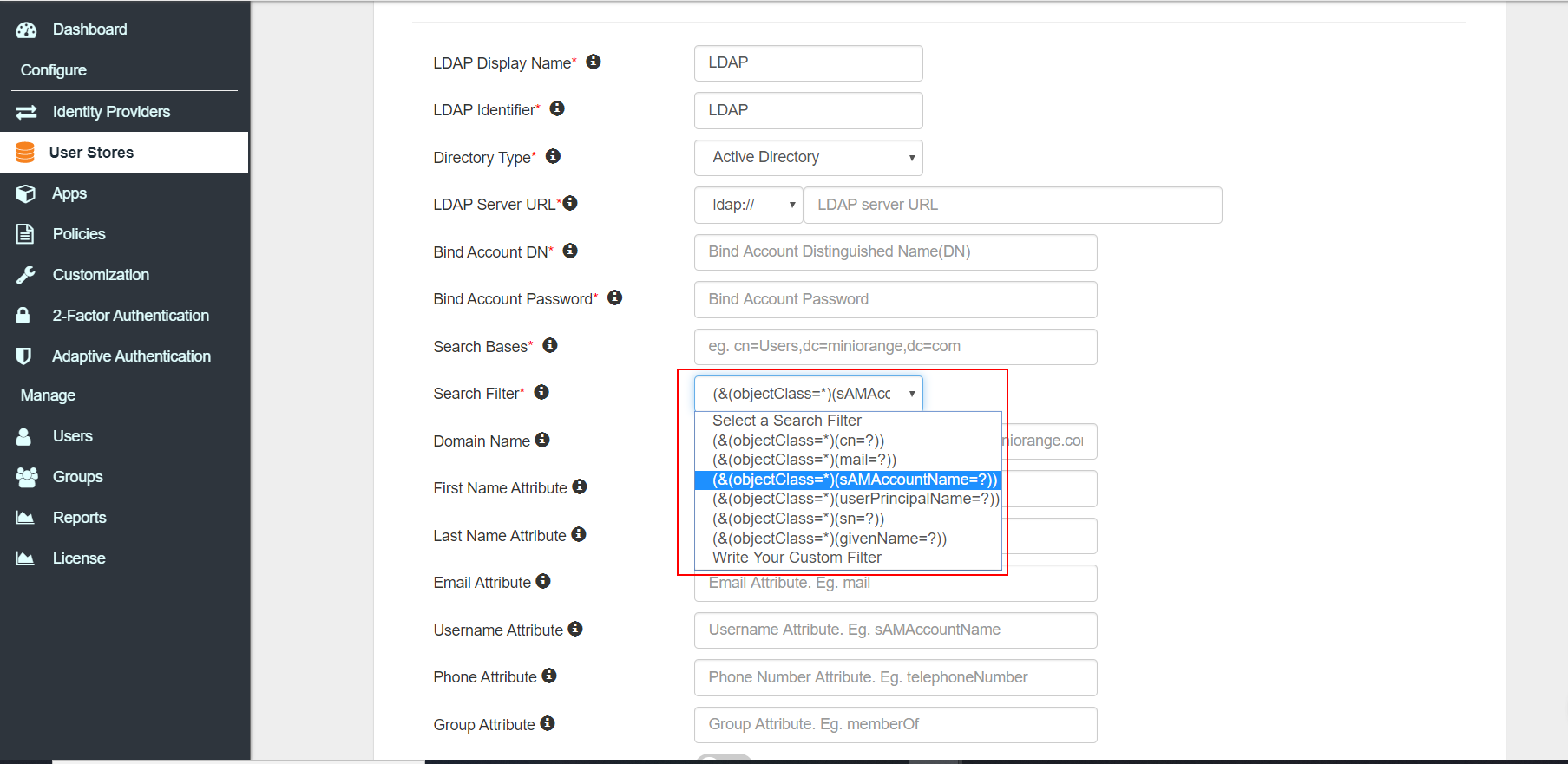 Active Directory (AD/LDAP) Integration search filter