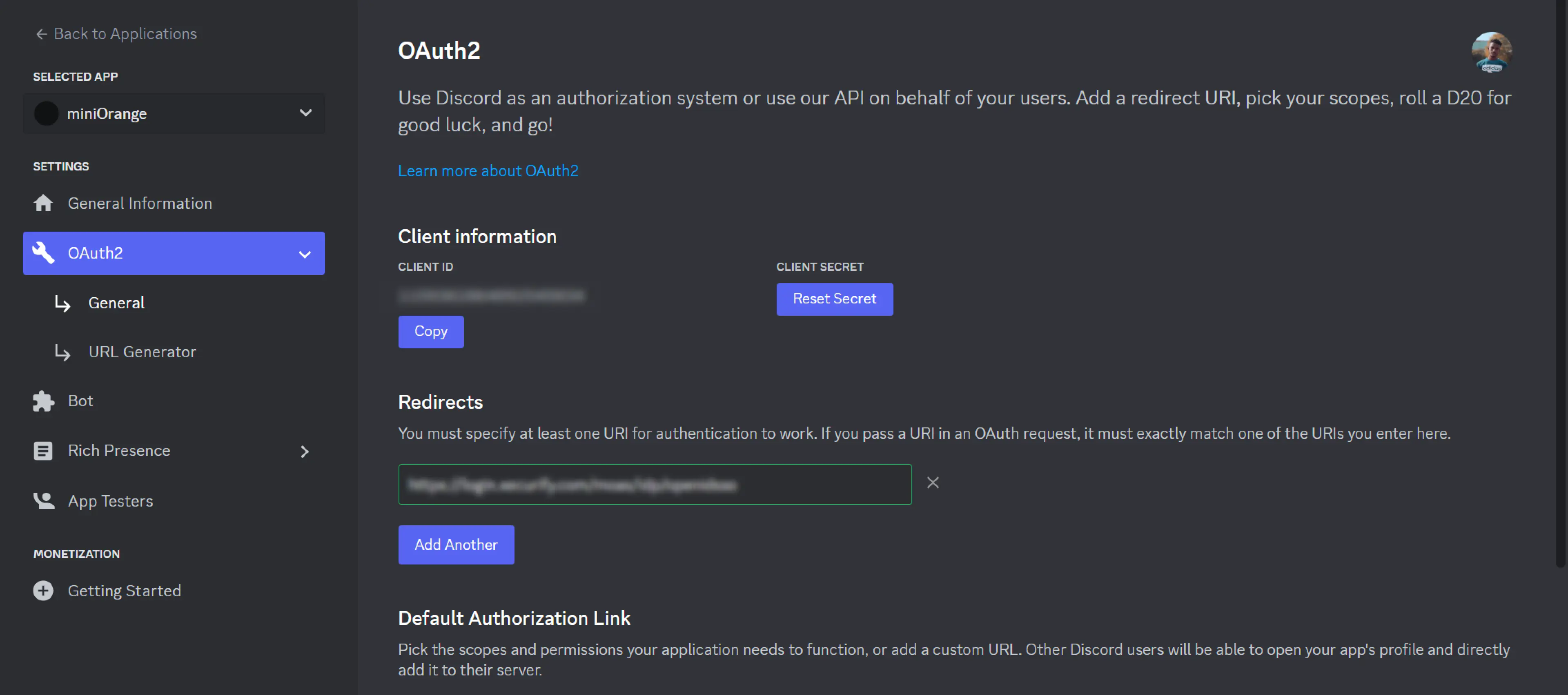  Single Sign-On (sso)for Discord miniOrange login button