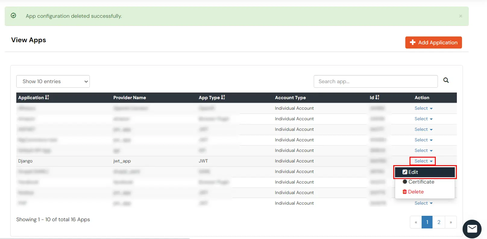 Django SSO: Edit app