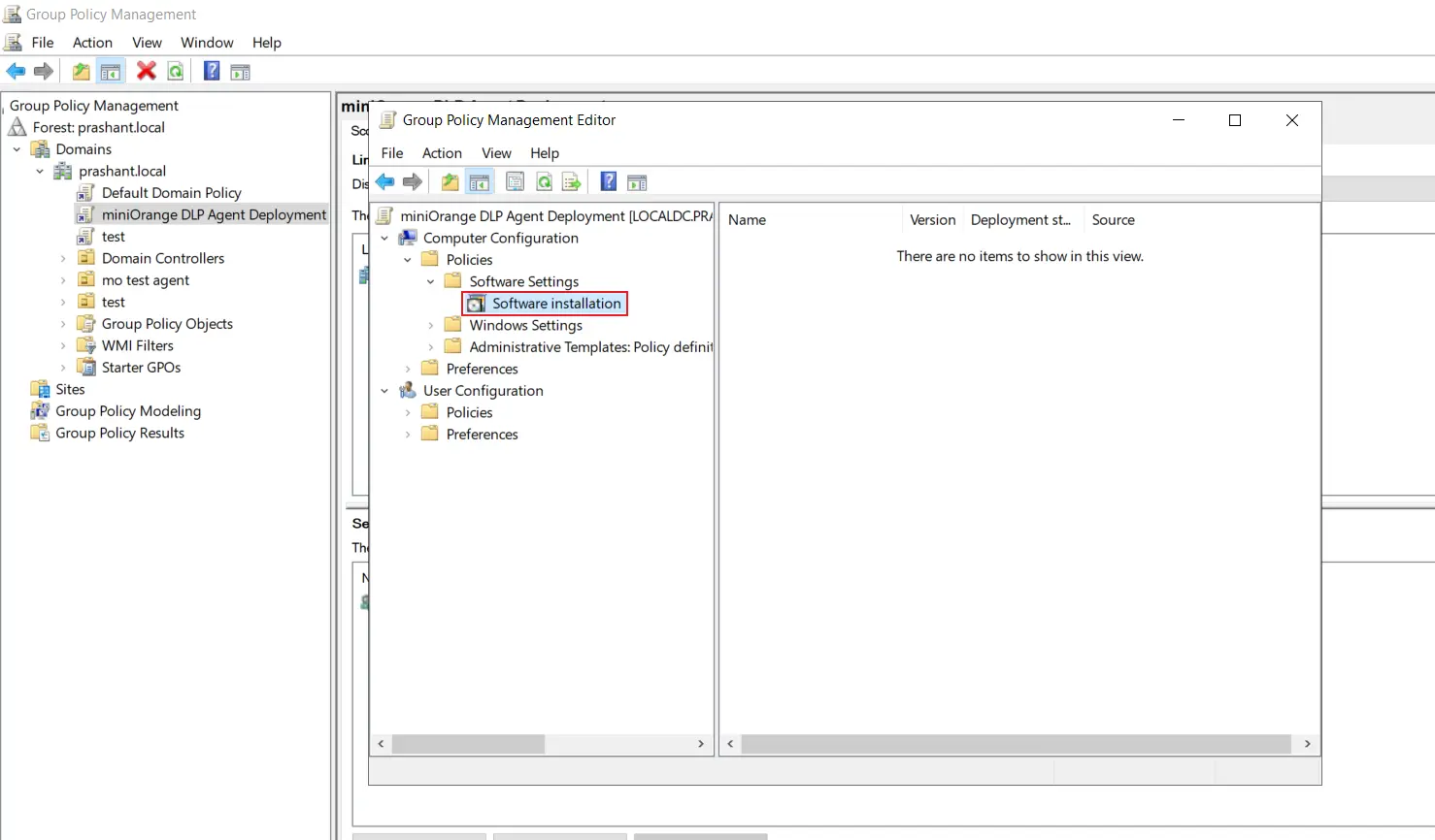 GPO Computer Configuration Software Installation for DLP Agent deployment