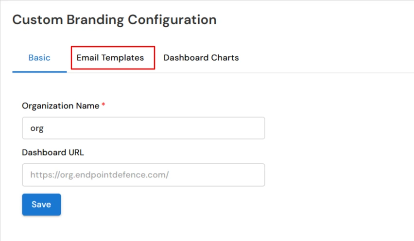 miniOrange DLP Email Templates tab for policy breach alert customization