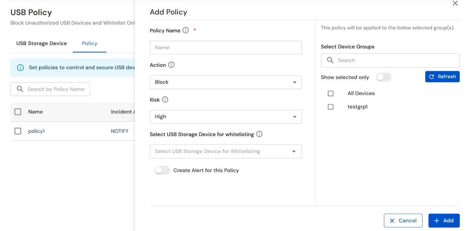 miniOrange DLP USB Policy Setup | Details required to create a USB policy in the DLP dashboard