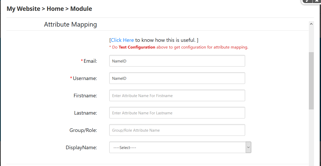 dnn saml single sign on Attribute Mapping