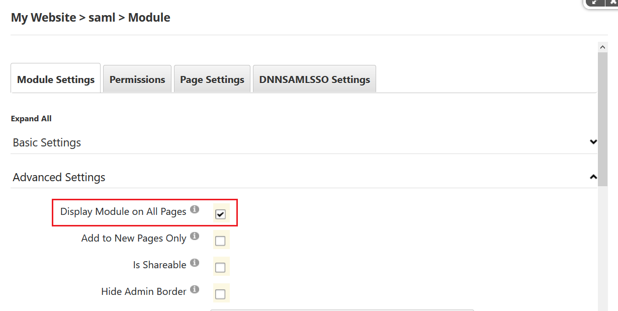 dnn saml single sign on module