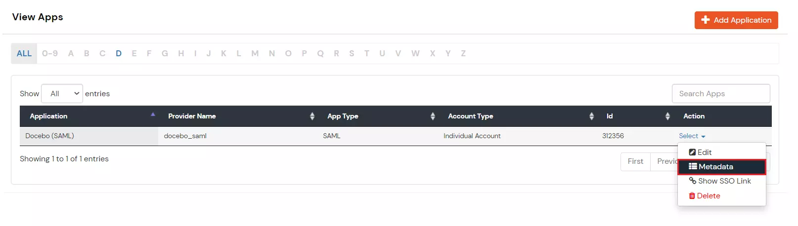 Docebo Single Sign On (SSO) metadata link