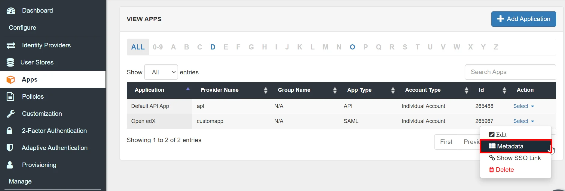 Open edX Single Sign On (sso) Select Metadata