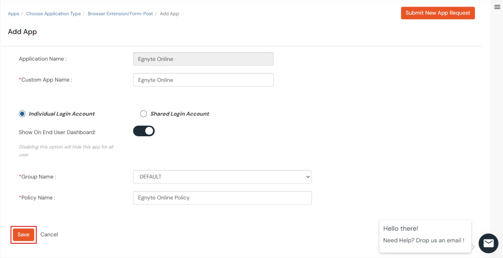 Egnyte Single Sign-On (SSO) application name
