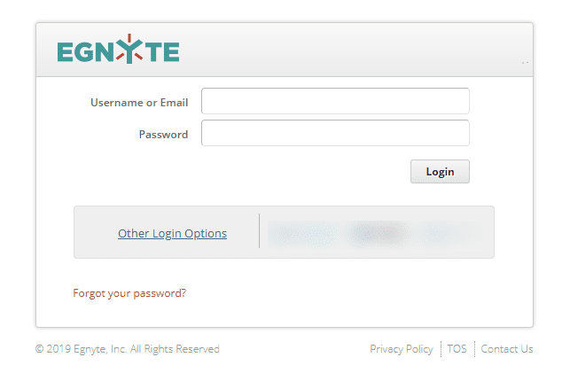 Egnyte  Single Sign-On (sso) user login page 