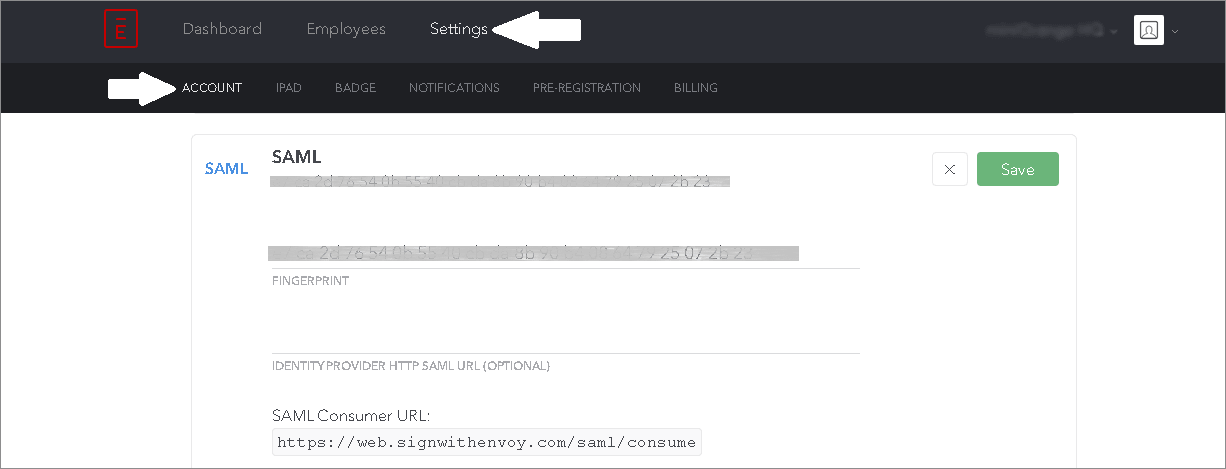 Envoy Single Sign On (sso) admin panel