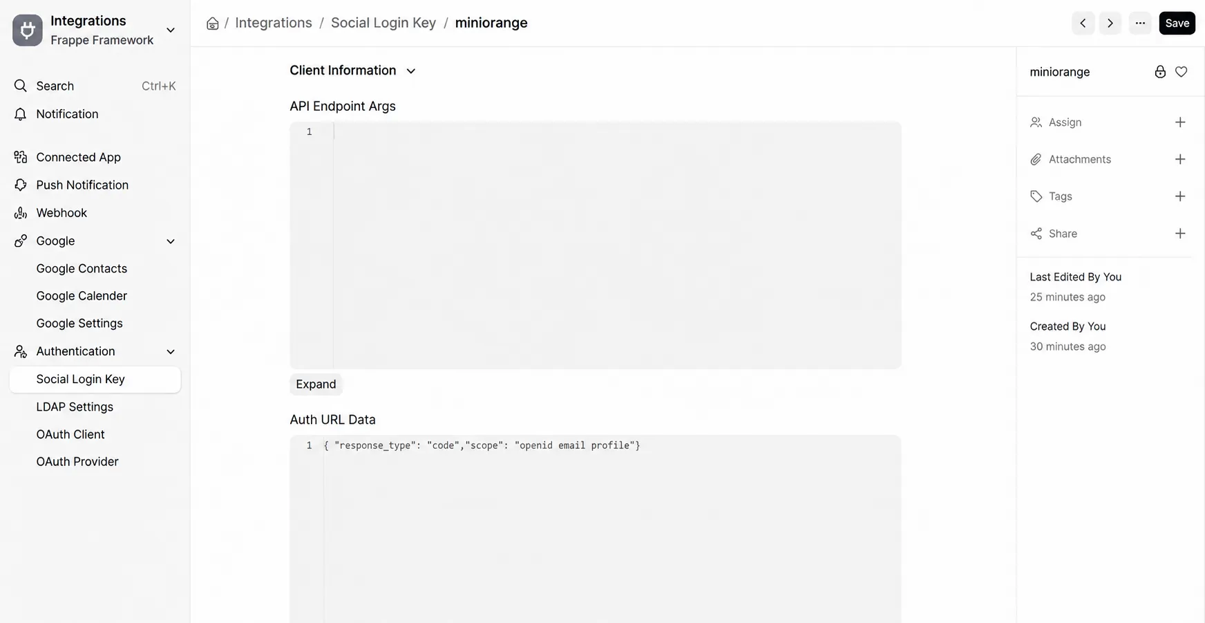 API endpoints Args and Auth URL Data