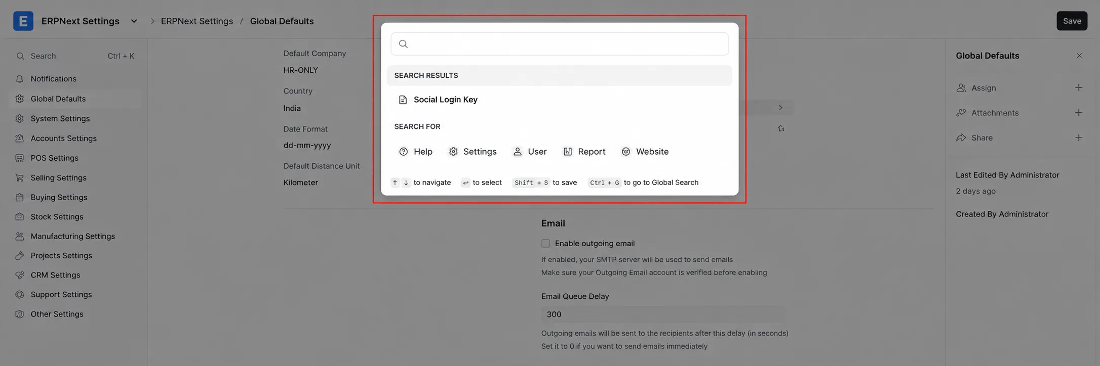 Login to ERPNext administrator account