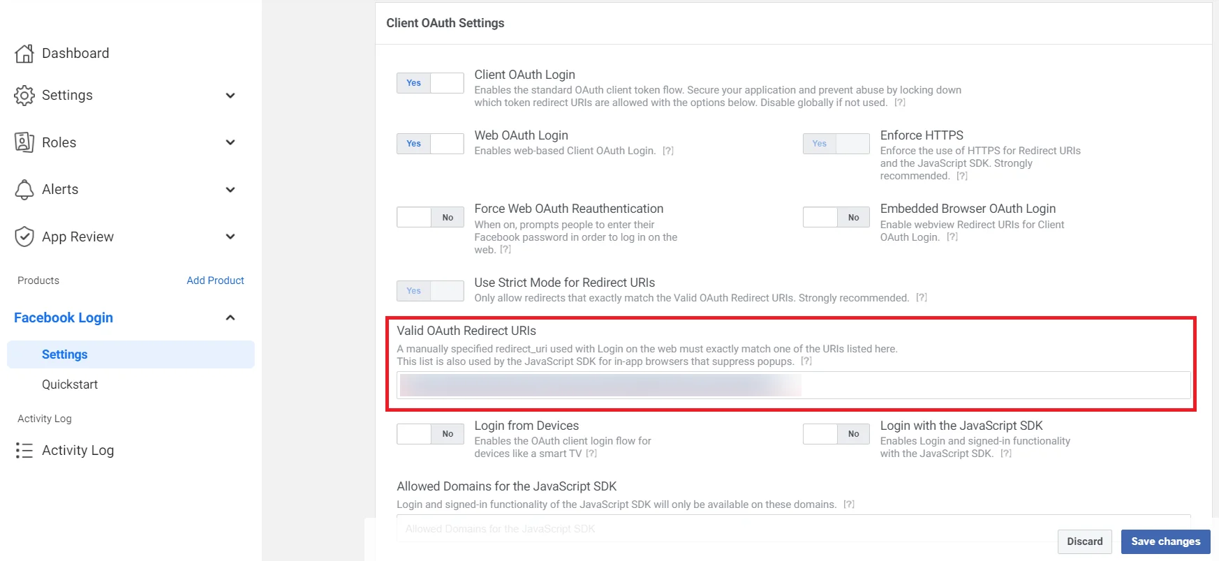  Social Login SSO: Facebook: SSO client oauth setting