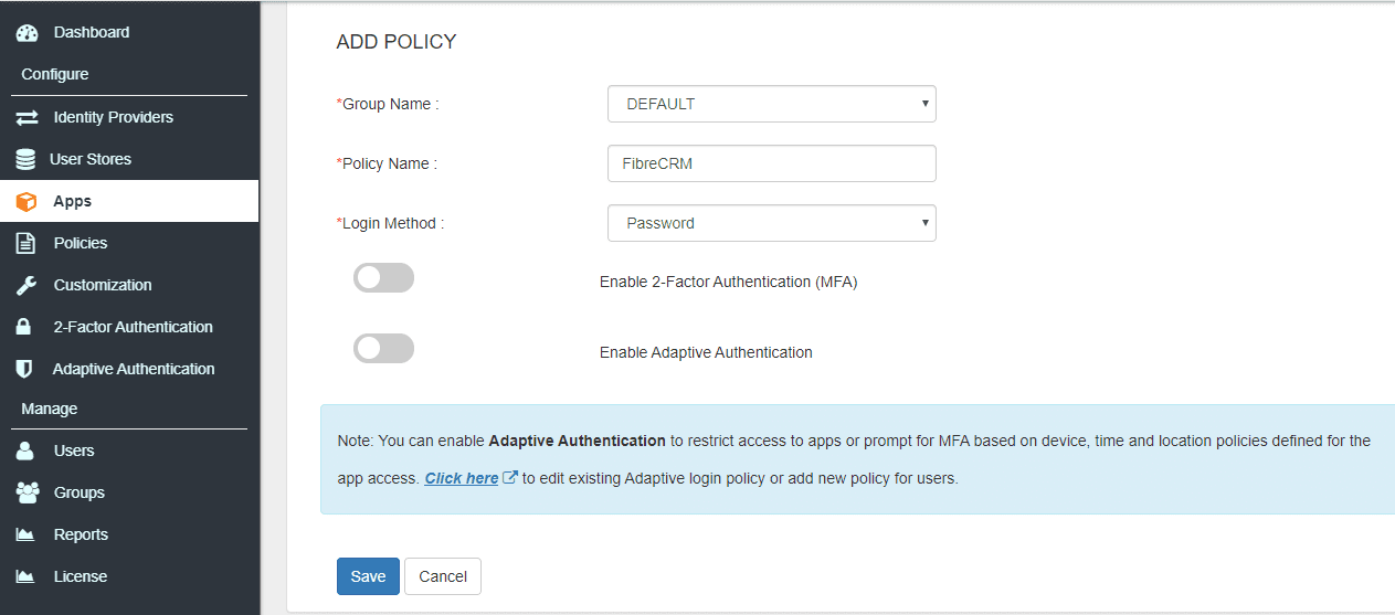 addpolicy in fibercrm