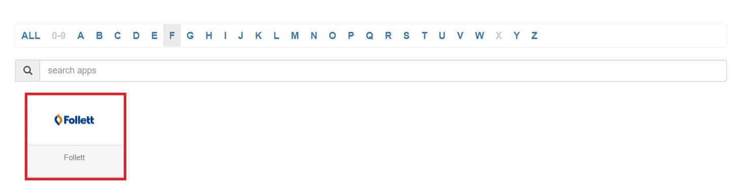 Follett Single Sign-On (SSO) manage apps